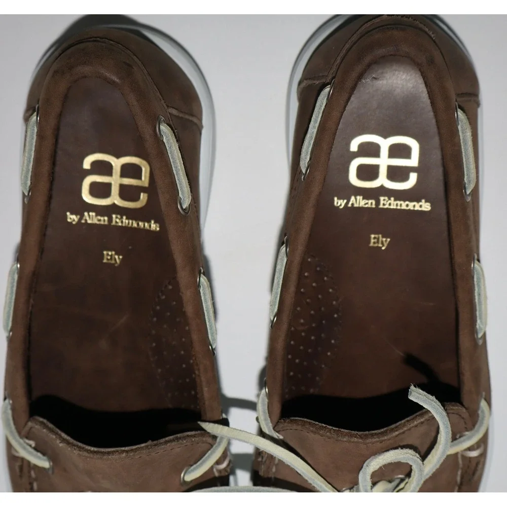 Allen Edmonds Ely Mens Brown Boat Shoes Extra Light Sole Loafers Size 9 D